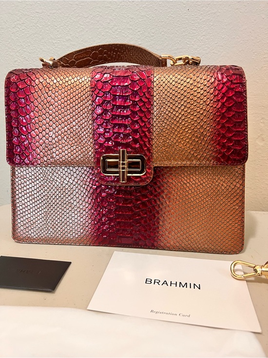 Brahmin Handbags - Brahmin Pink and Copper Ombre Textured Satchel